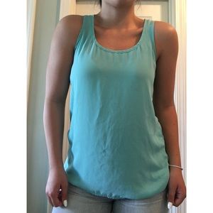 Turquoise chambray racerback tank.